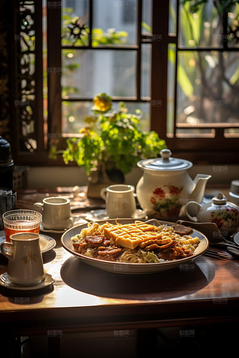 广式早茶小笼包早茶文化矢量素材