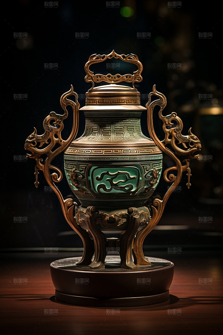古董青铜器博物馆文物历史文化摄影图