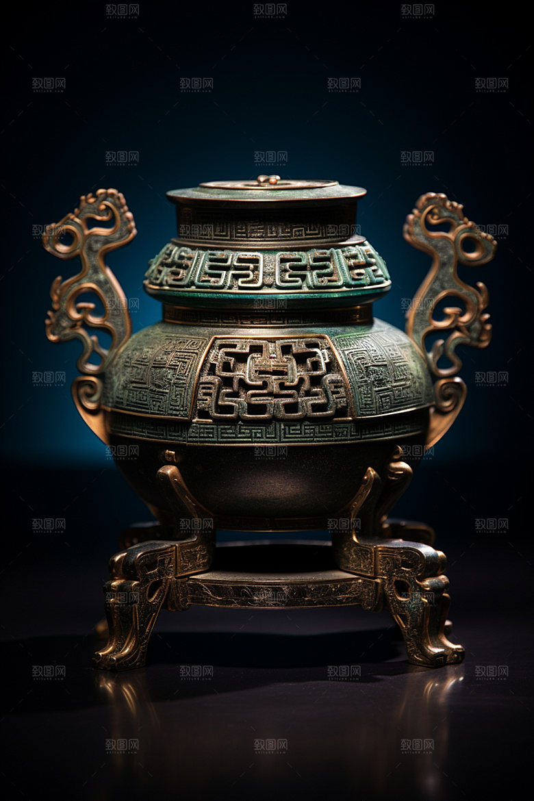 古董青铜器博物馆文物精美摄影图