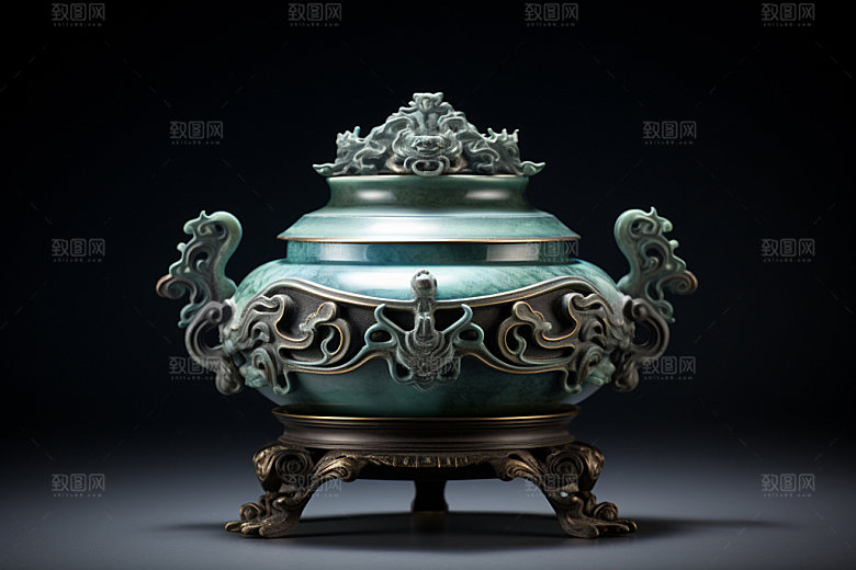 古董青铜器博物馆文物藏品摄影图