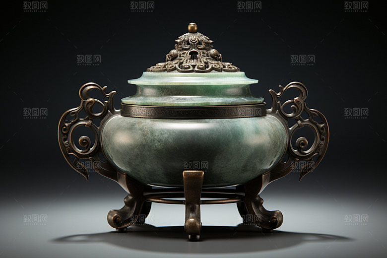 古董青铜器青铜鼎藏品摄影图