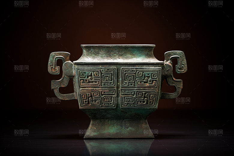 古董青铜器青铜鼎藏品摄影图