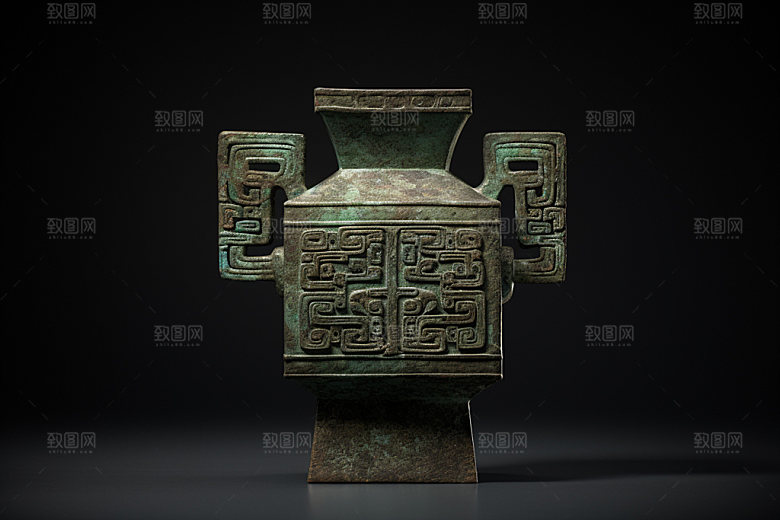 古董青铜器青铜鼎博物馆文物摄影图