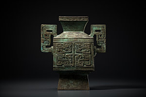 古董青铜器青铜鼎博物馆文物摄影图