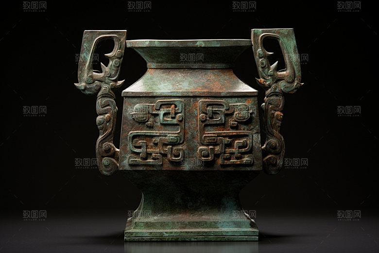 古董青铜器历史文化青铜鼎摄影图