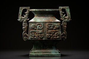 古董青铜器历史文化青铜鼎摄影图