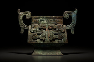 古董青铜器青铜鼎历史文化摄影图