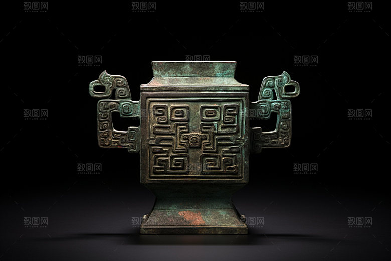 古董青铜器历史文化青铜鼎摄影图