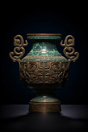 古董青铜器青铜鼎历史文化摄影图
