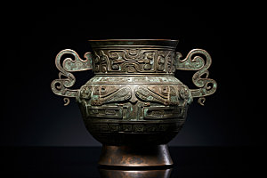 古董青铜器藏品历史文化摄影图