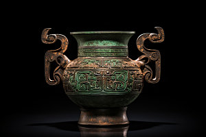 古董青铜器精美历史文化摄影图