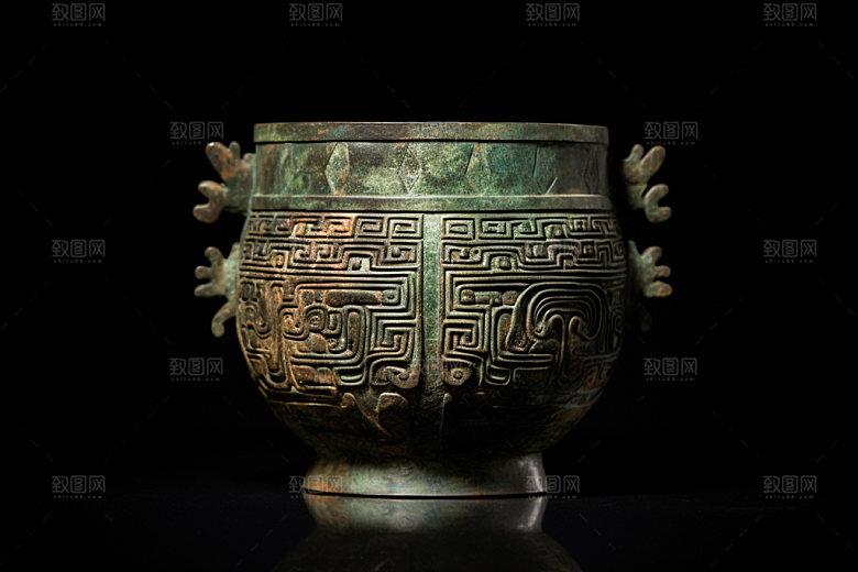 古董青铜器青铜鼎藏品摄影图