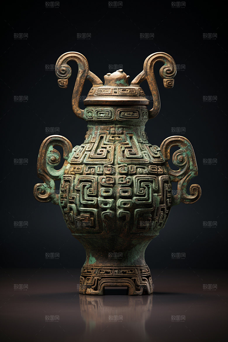 古董青铜器精美博物馆文物摄影图