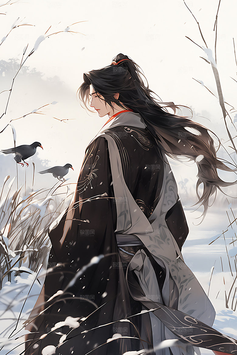 古风美少年中国风人物插画