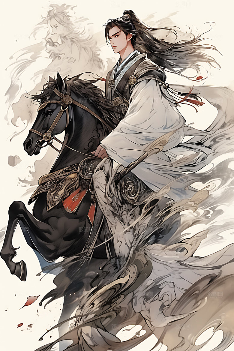 古风美少年中式汉服插画