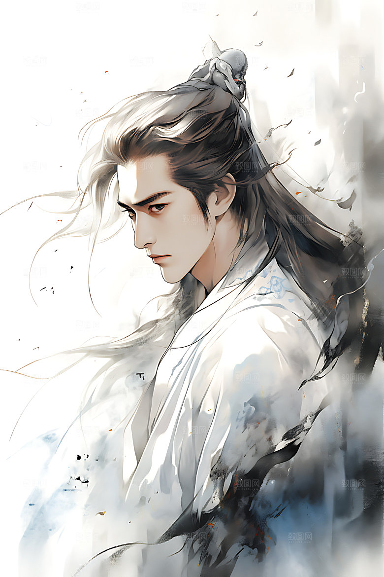 古风美少年汉服中式插画