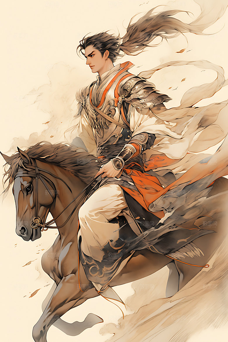古风美少年水墨中国风插画