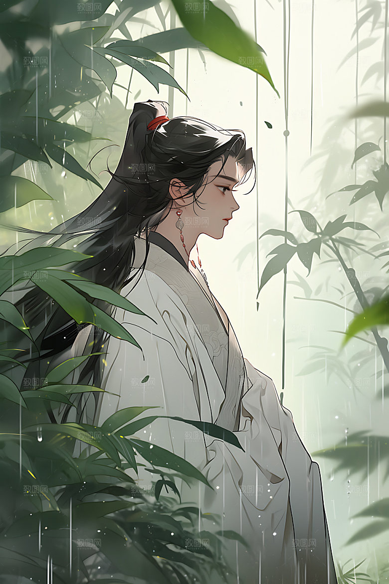 古风美少年中式汉服插画