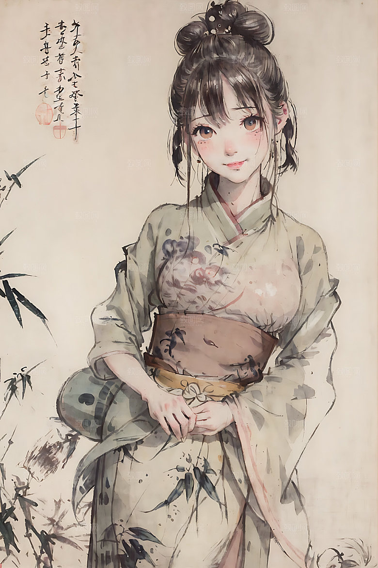 古风少女中国风唯美插画