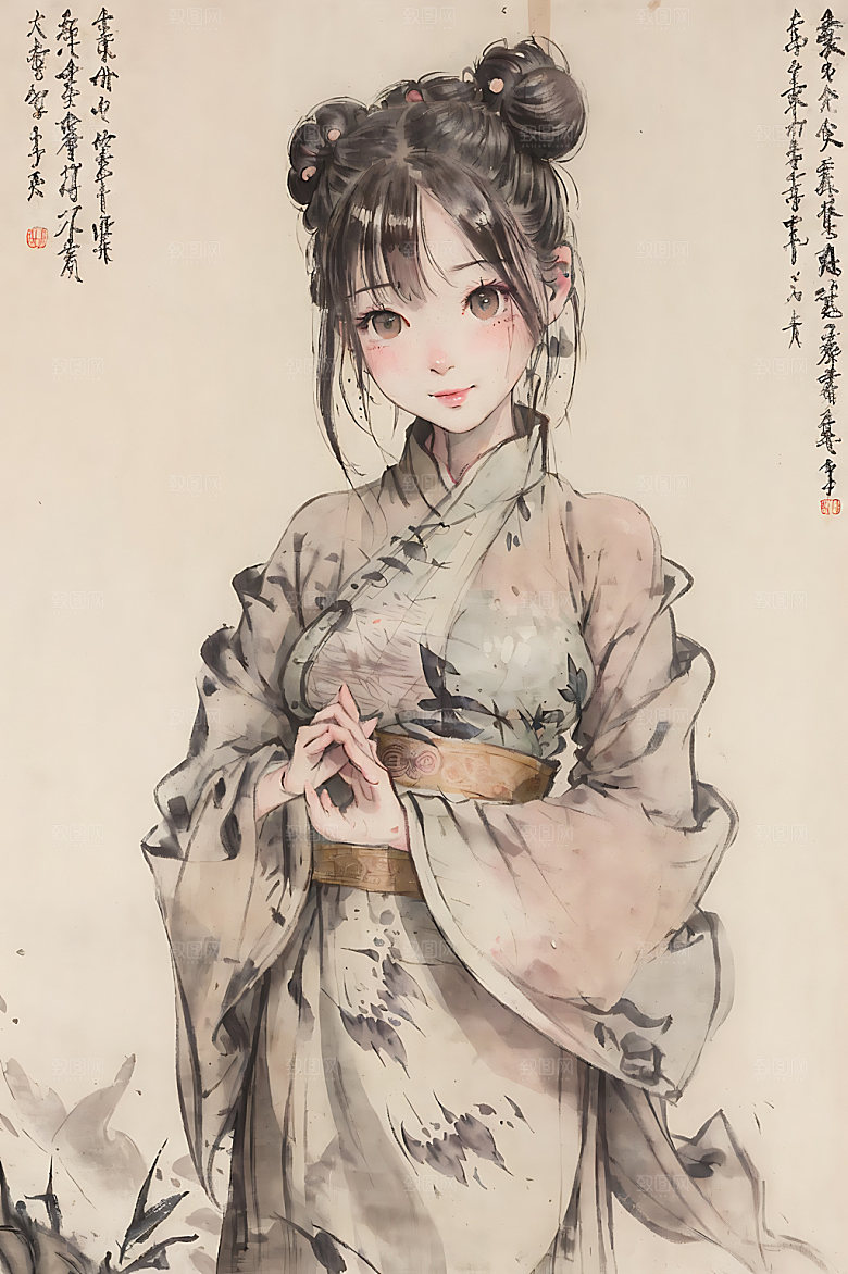 古风少女唯美汉服插画