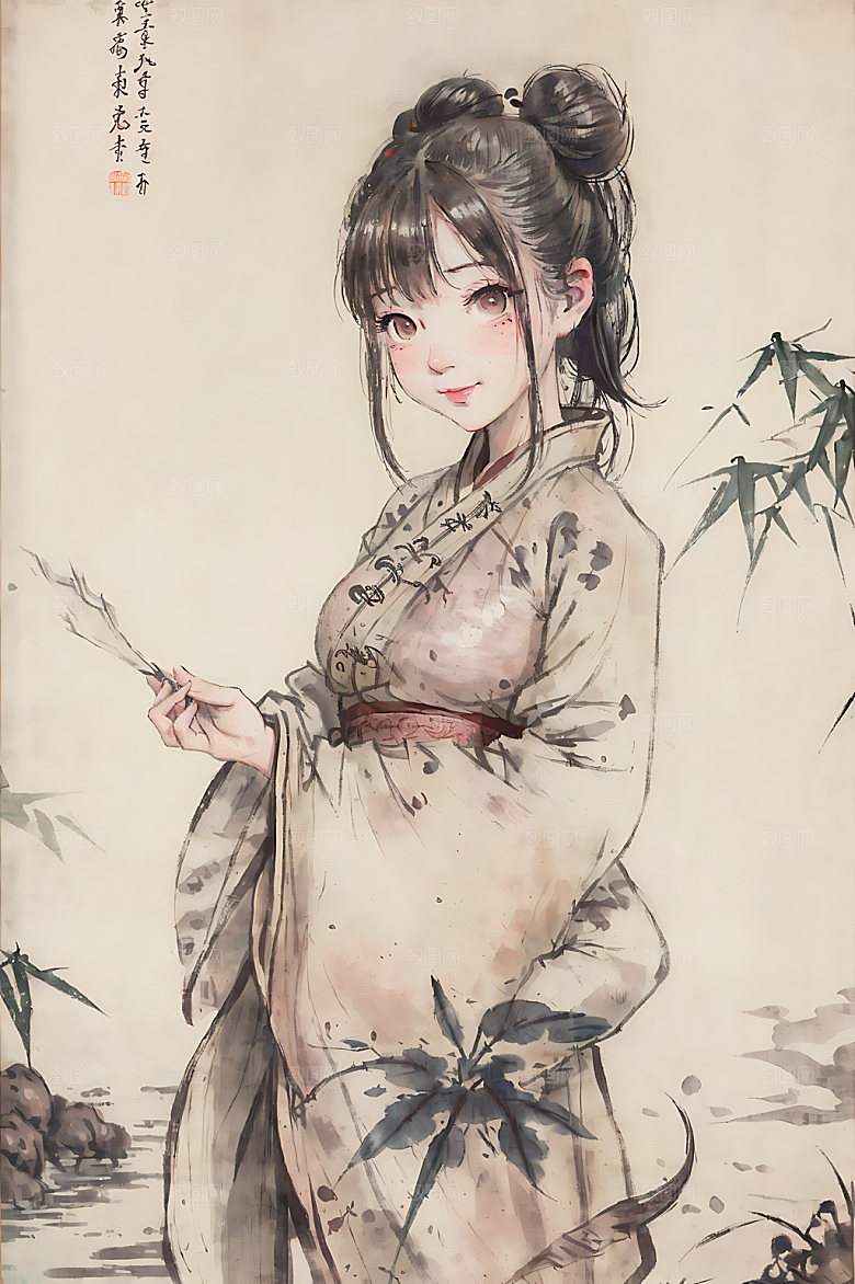 古风少女唯美中式插画