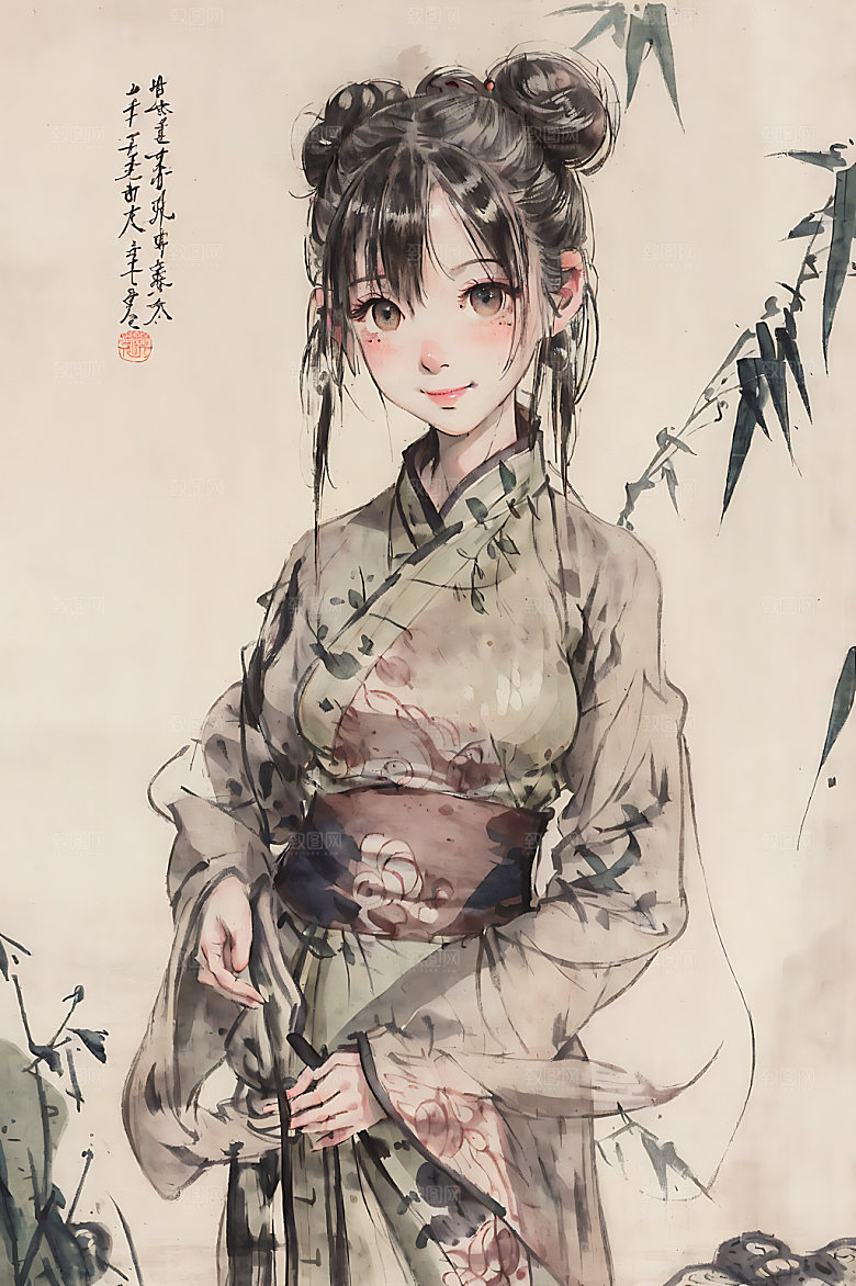 古风少女中式唯美插画