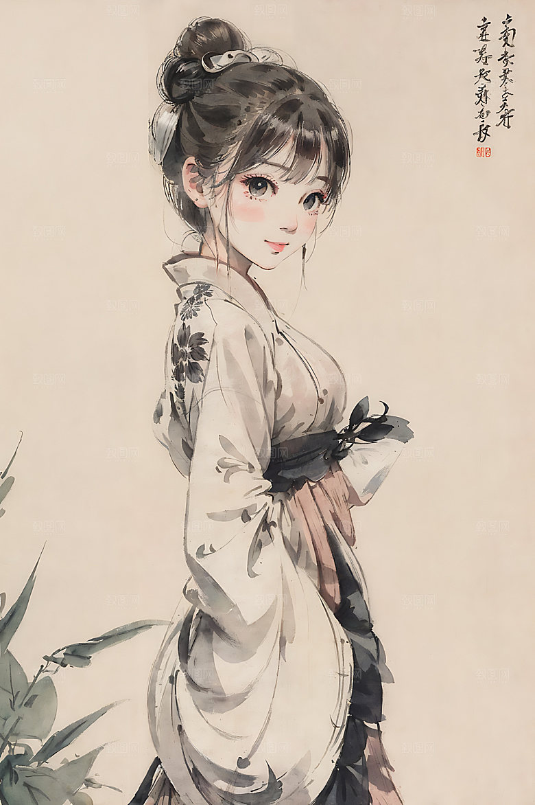 古风少女中国风汉服插画