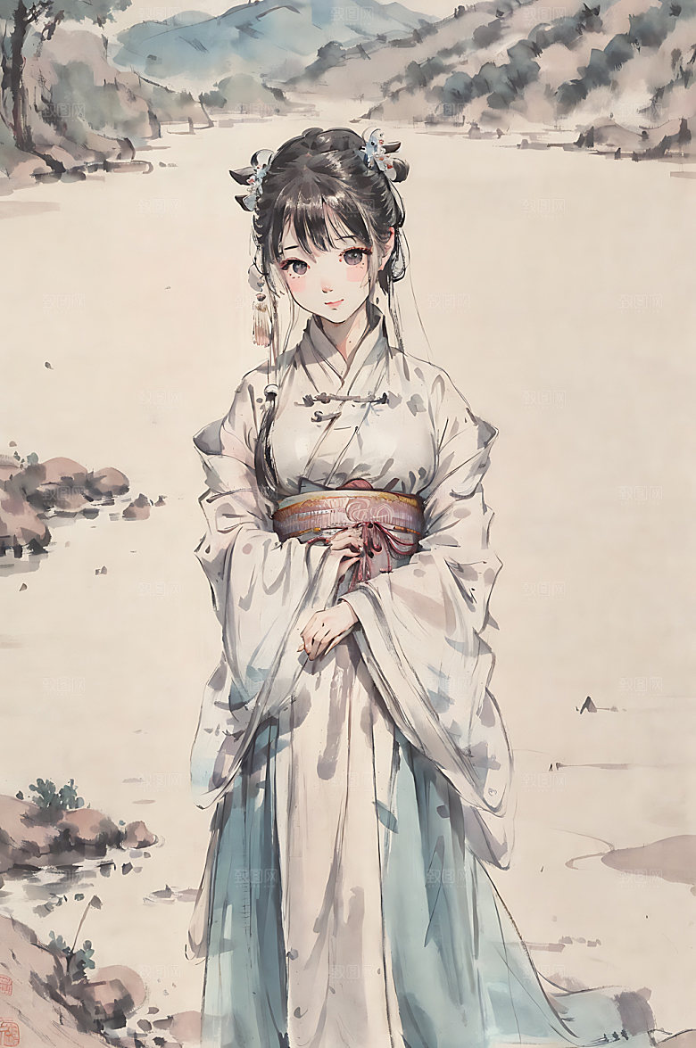 古风少女唯美传统插画