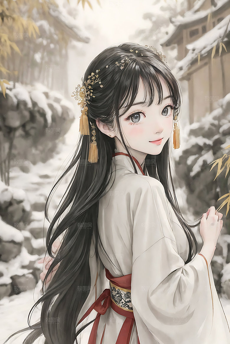 古风少女唯美国画插画