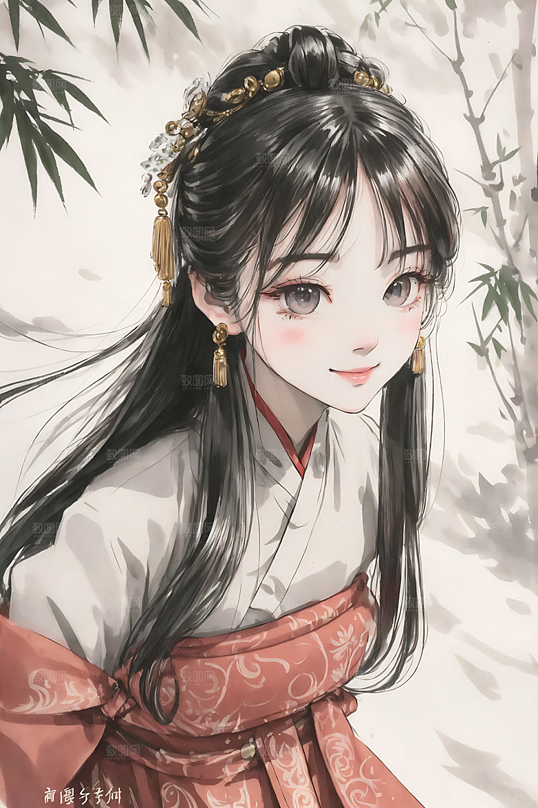古风少女唯美汉服插画