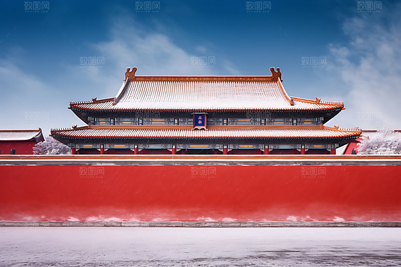 故宫红墙人文景观宫殿摄影图