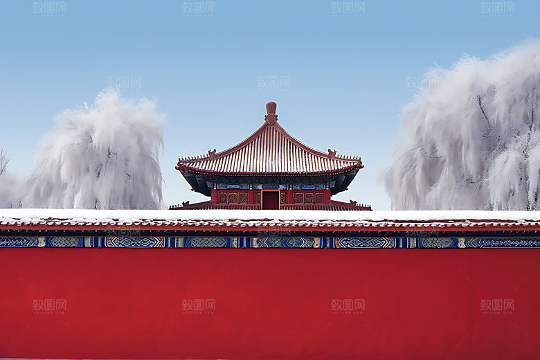 故宫红墙中国风人文景观摄影图
