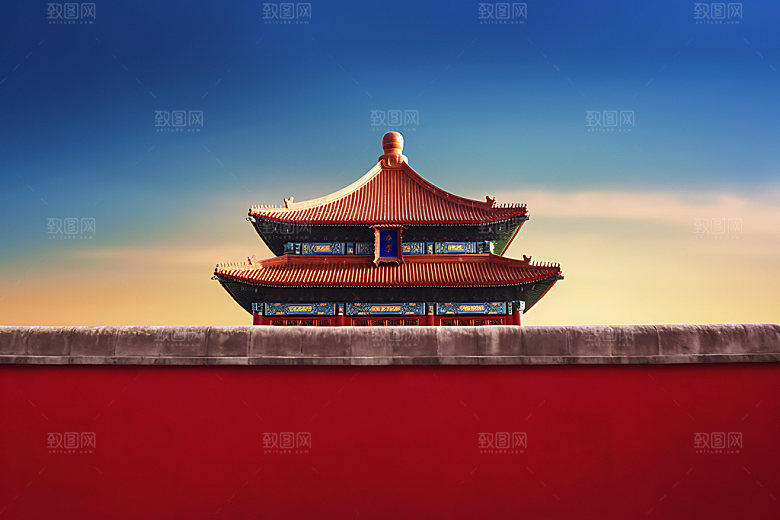 故宫红墙中国风恢弘摄影图