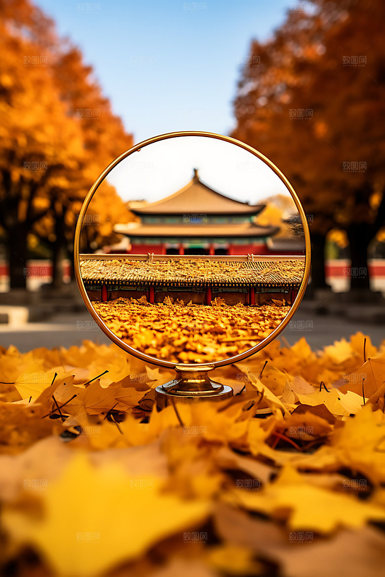 故宫银杏秋日秋叶效果图