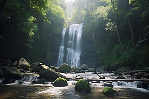 贵州赤水丹霞旅游瀑布摄影图