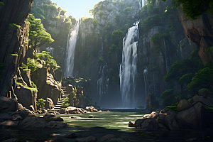 贵州赤水丹霞瀑布高清摄影图
