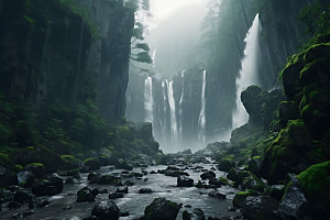 贵州赤水丹霞瀑布自然摄影图