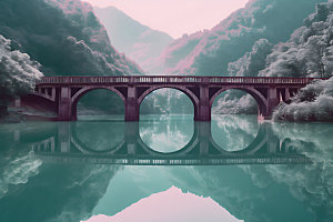 贵州小七孔旅游古桥摄影图