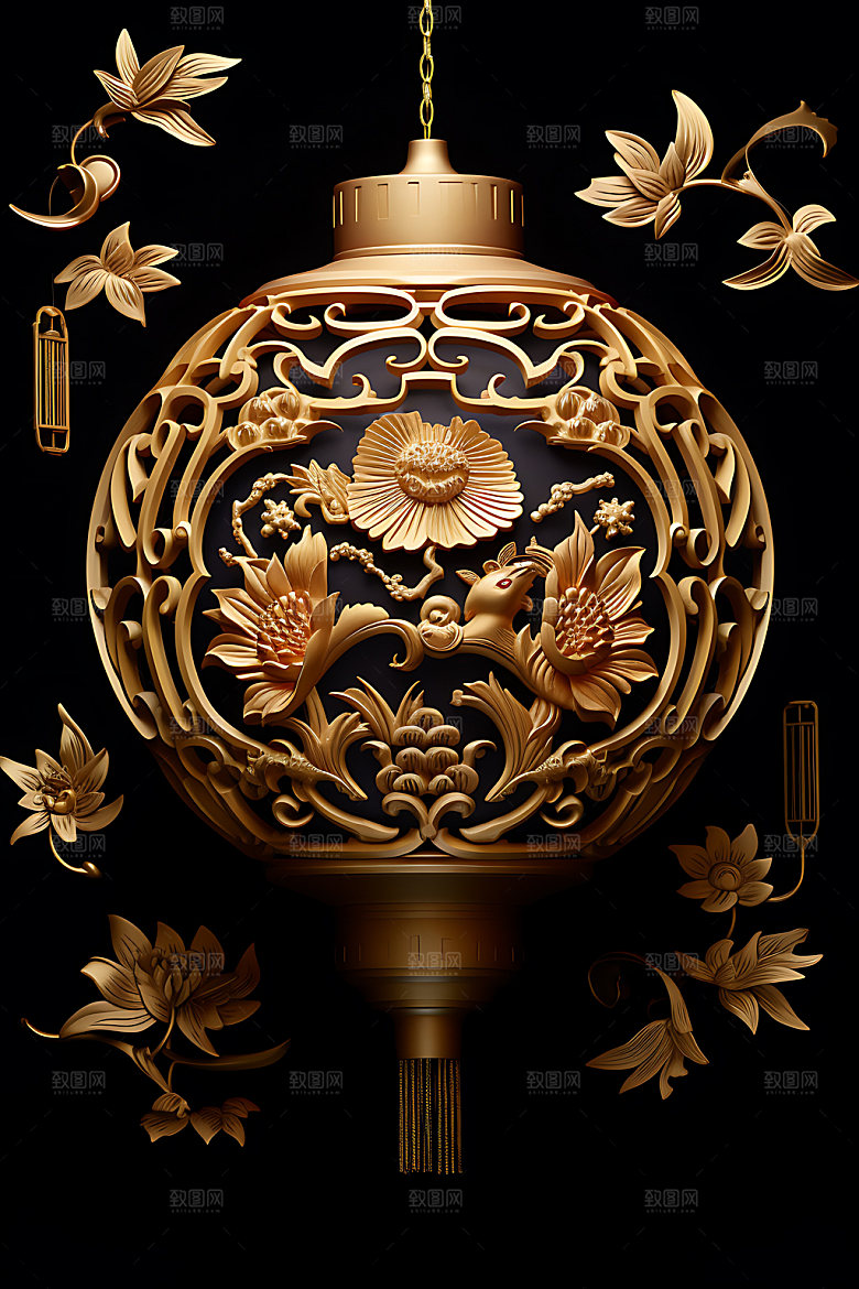 国潮灯笼节日元素插图