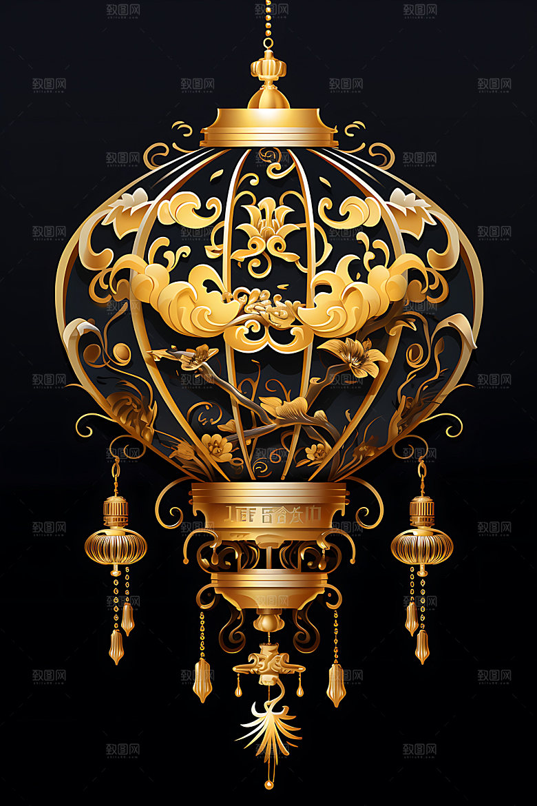 国潮灯笼元素立体插图