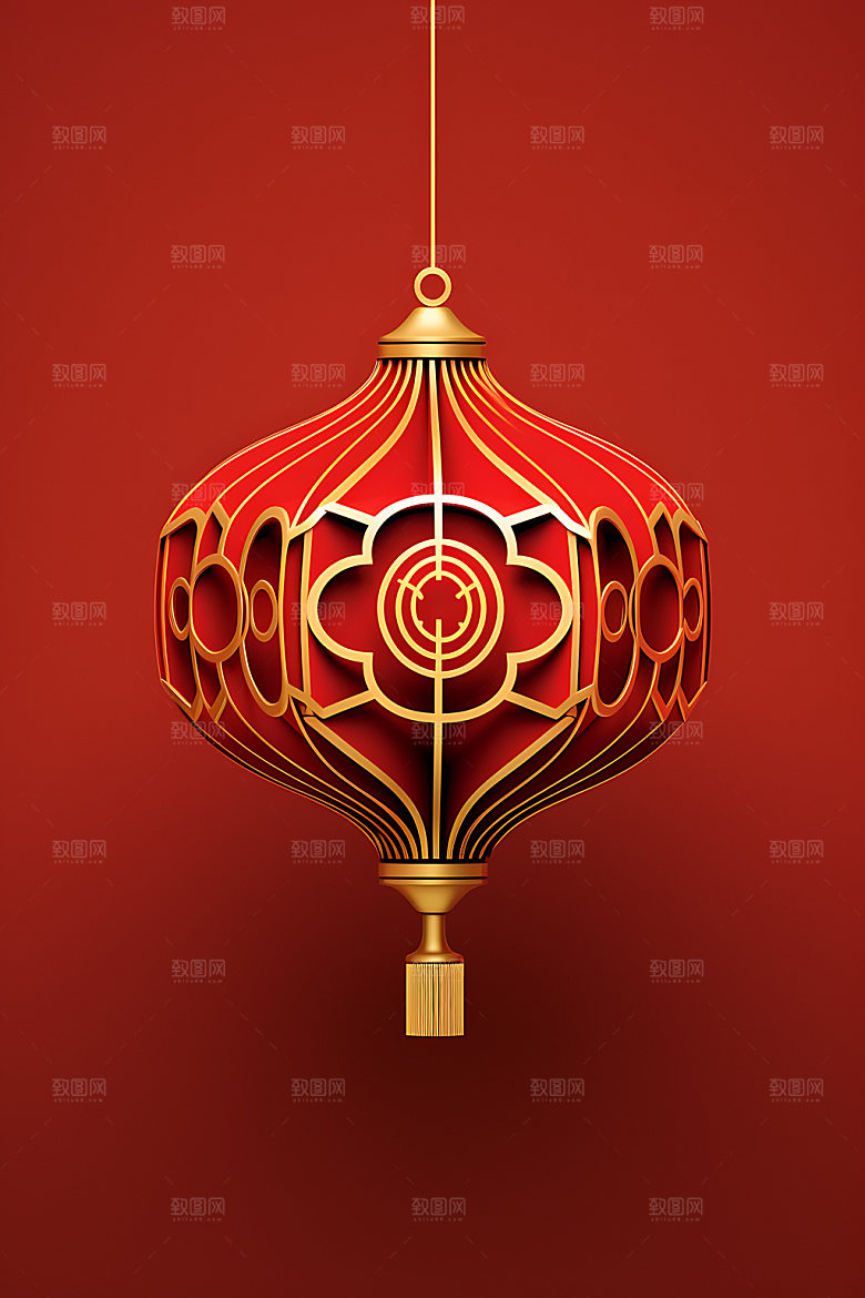 国潮灯笼元素春节插图