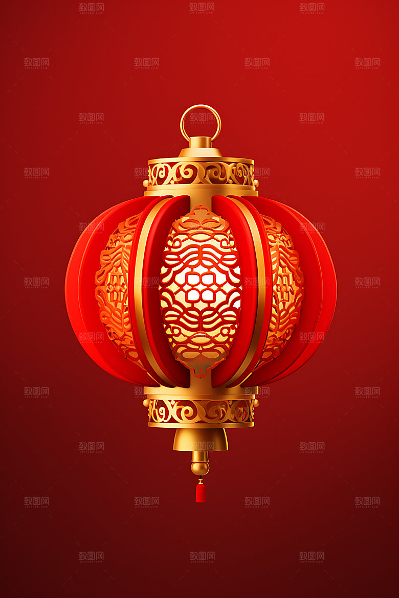 国潮灯笼质感元素插图