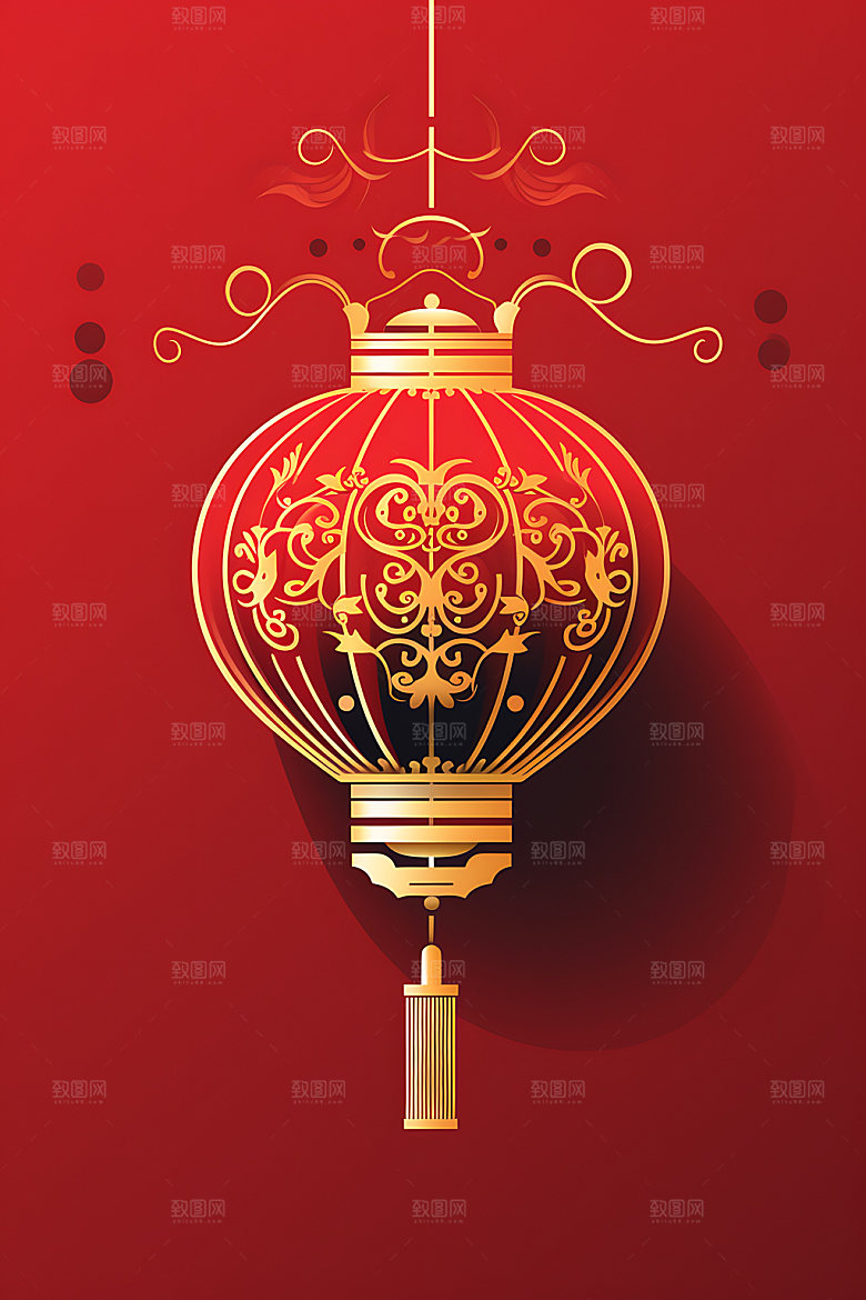 国潮灯笼传统文化立体插图