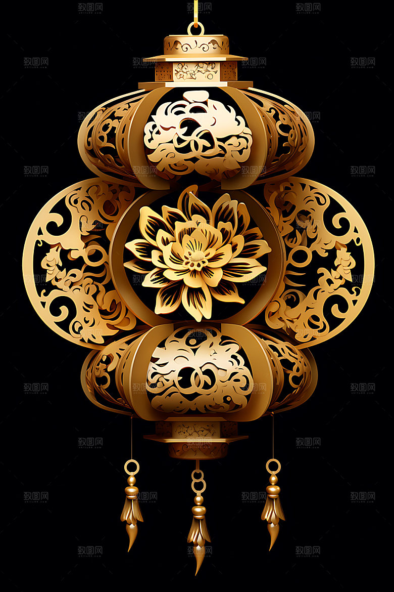 国潮灯笼春节节日插图
