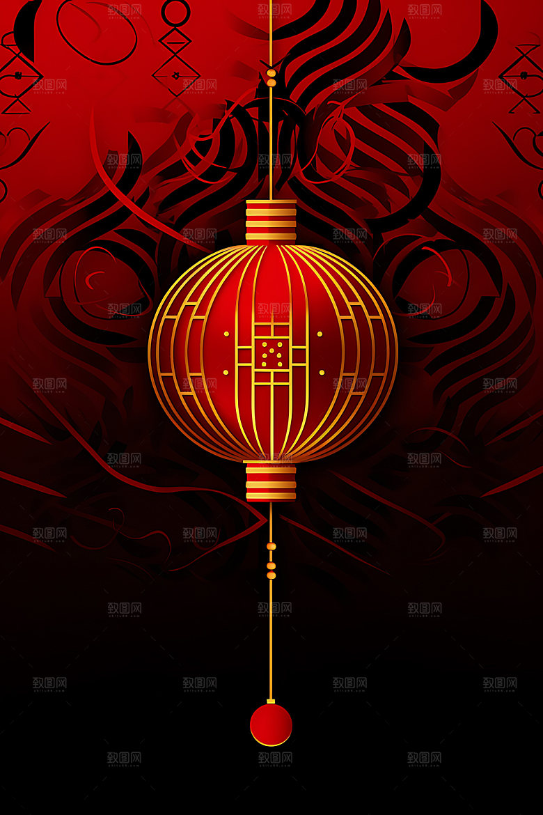 国潮灯笼春节元素插图