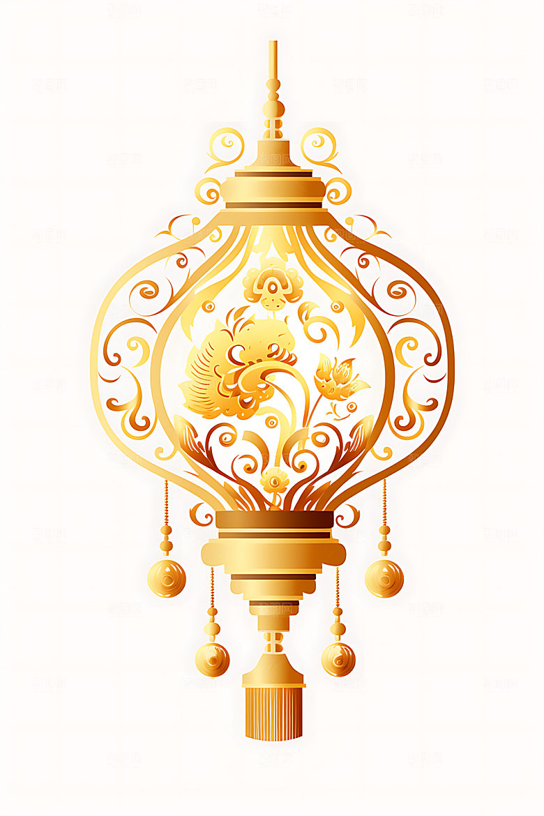 国潮灯笼节日立体插图