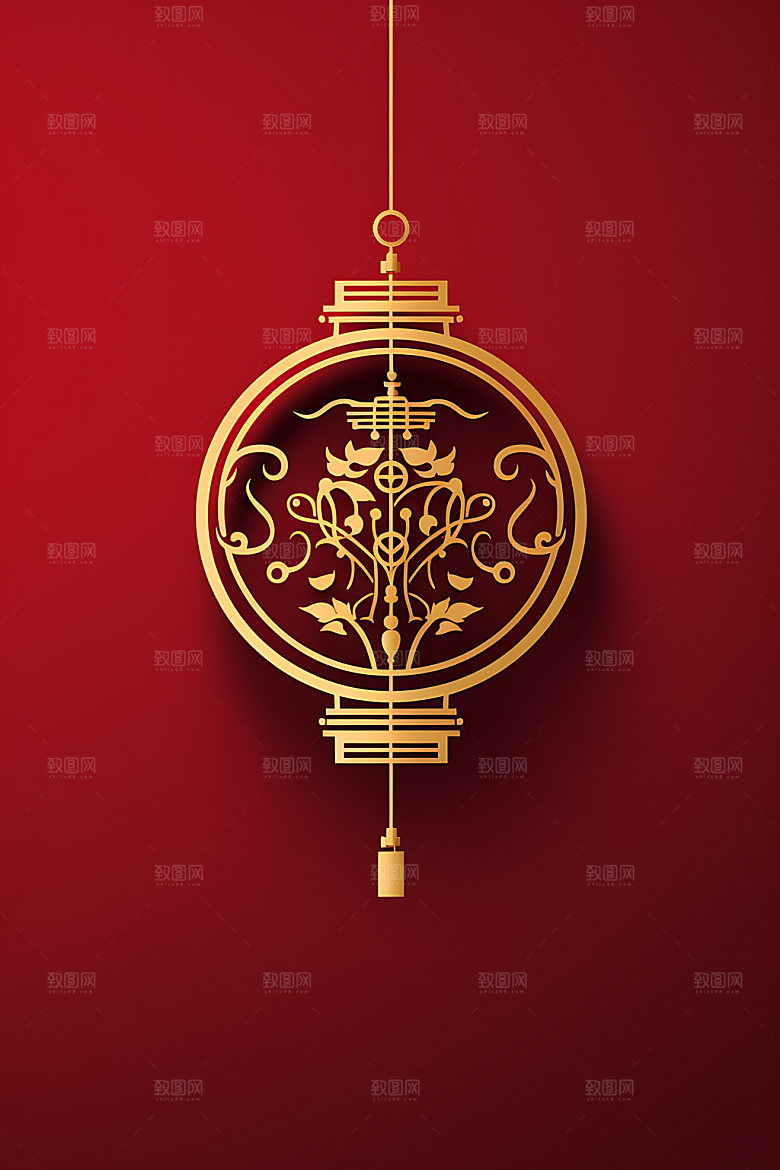 国潮灯笼立体元素插图