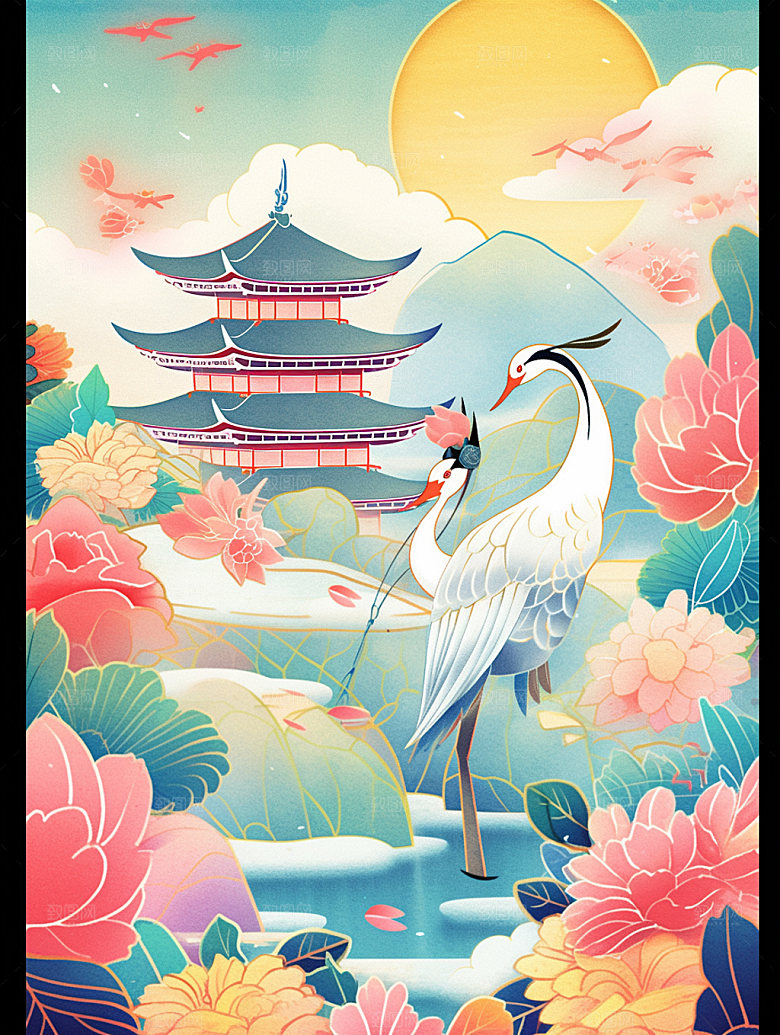 国潮山水中式中国风素材