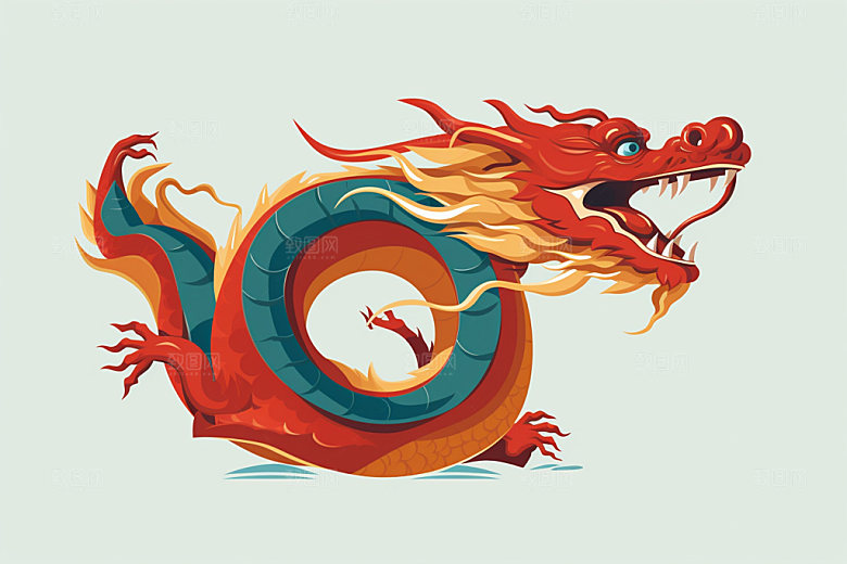 国潮龙年春节中国龙插画