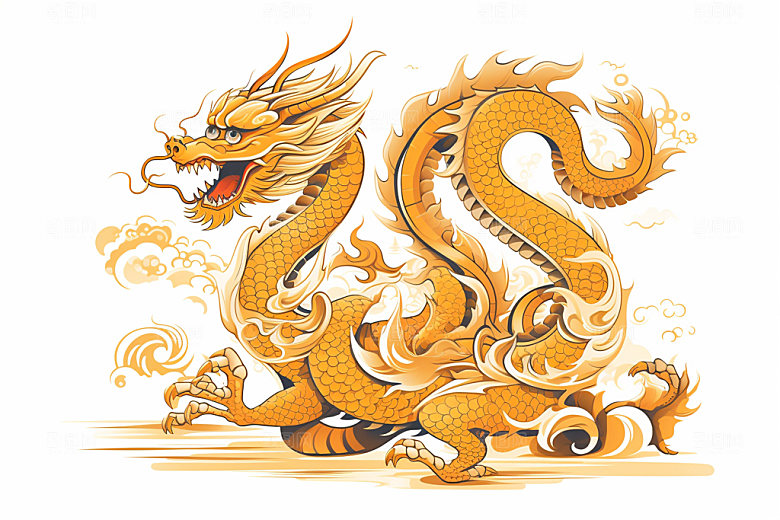 国潮龙年形象新年插画